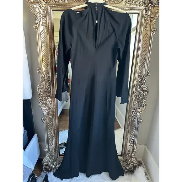 Zara CUT OUT DRESS LIMITED EDITION BLACK A LINE MIDI DRESS SMALL NEW NWT - Picture 7 of 9